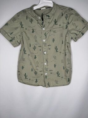 💜3/$15 Max Boys' Cactus Print Mandarin Collar Shirt - Size 5-6 Years